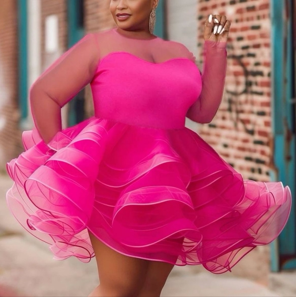 Vibrant Fuchsia Long Sleeve Dress